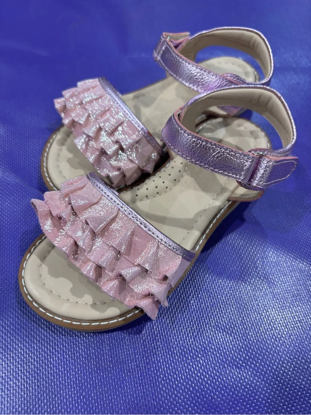 Elephantito Pink Metallic Ruffle Sandals for Kids
